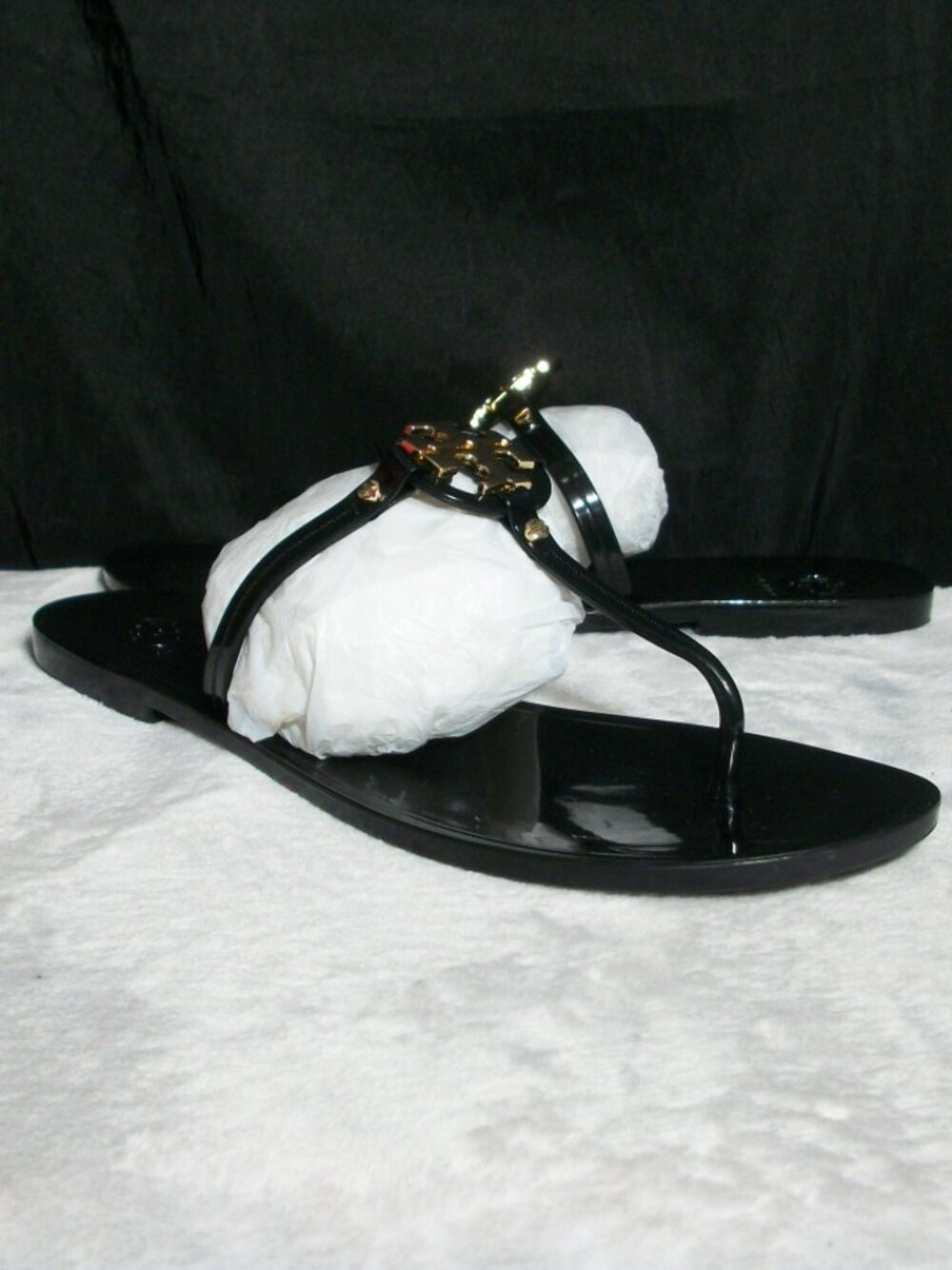 TORY BURCH MINI MILLER BLACK JELLY TPU THONG FLIP FLOP SANDALS 10M FREE SHIP